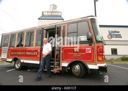 Ohio Erie County, Sandusky, Hauptstraße Trolley, öffentliche Verkehrsmittel, Schifffahrtsmuseum, Geschichte, Sammlungen, Ausstellungsausstellung Sammlung, fördern, Produkt Stockfoto