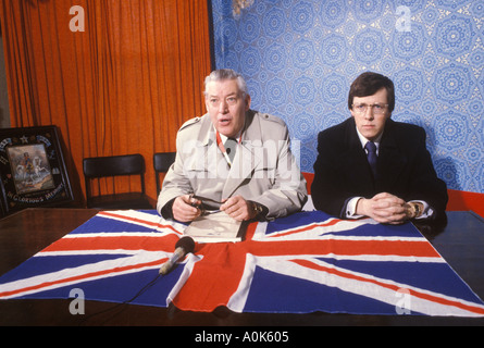 Rev. Ian Paisley und Peter Robinson Newtownards für die Pressekonferenz des Loyalist Day of Action. Northern Ireland the Troubles 1980s 1981 HOMER SYKES Stockfoto