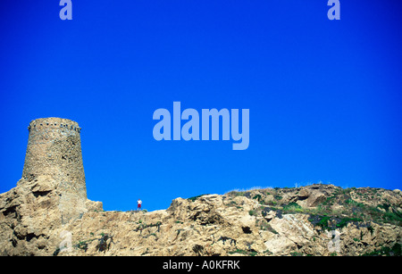 Genueser Wachturm auf Ille De La Pietra. l ' Ile Rousse, Balagne, Korsika, Frankreich Stockfoto