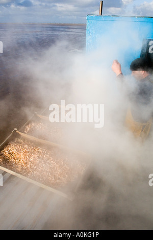 Kommerzielle Meeresfrüchte Muscheln Krabbenfischerei mit modifizierten Zugfahrzeug, Southport, Merseyside uk Stockfoto