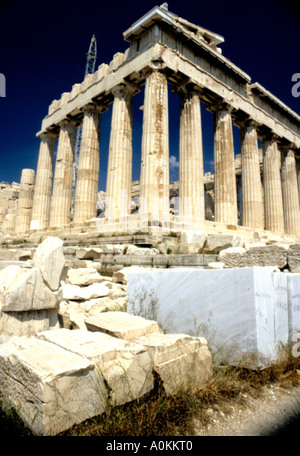 Archäologische Arbeit im dorischen Tempel-der Parthenon in Athen Griechenland Stockfoto