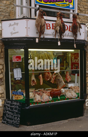 Traditionellen Metzger-Geschäft in den Cotswolds, England Stockfoto