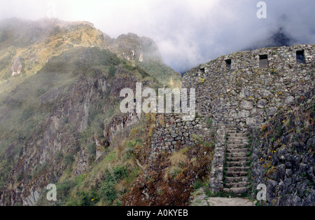 Ruinen von Sayacmarca auf dem Inka Trail nach Machu Picchu in Peru Stockfoto