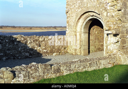 Szene von Clonmacnoise Weltkulturerbe in County Offaly Irland Stockfoto