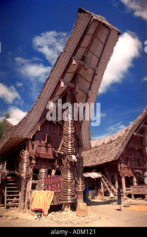 Ein traditionelles Haus in Tana Toraja Torajaland Sulawesi Indonesien Stockfoto
