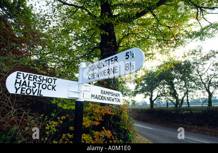 Dorset Dörfer Straßenschild Stockfoto