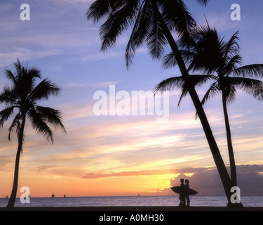 USA - HAWAII: Waikiki-Sunset Stockfoto