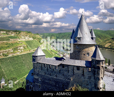 De-Rheinland Pfalz: Burg Stahleck über dem Rhein Stockfoto