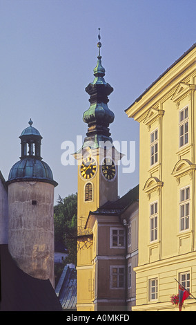Rathaus am Namestie Radnicne in Banska Stiavnica, Slowakei Stockfoto