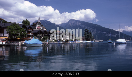 Spiez an den Ufern des Thunersees Schweiz Stockfoto