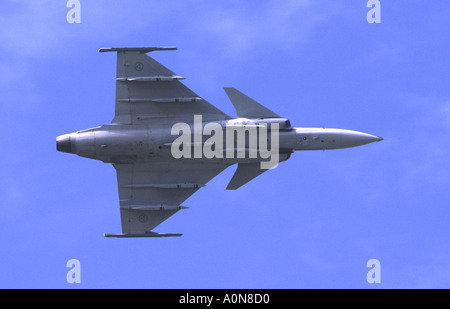 SAAB JAS 39 Gripen Kampfjet, betrieben von der schwedischen Luftwaffe anzeigen in Fairford RIAT Stockfoto