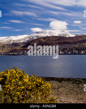 Ben Nevis und Fort William aus über Loch Linnhe, Lochaber, Highland, Schottland, UK Stockfoto