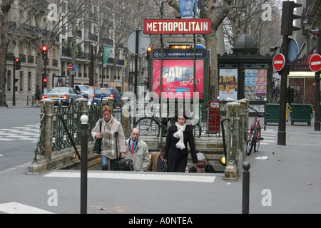 Metro-station Eingang Nationalversammlung Nationale Paris Frankreich Stockfoto