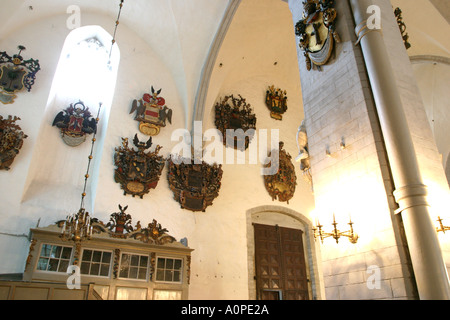 Wappen an der Kathedrale von St Mary the Virgin oder die Kuppel der Kirche Toomkirk in Tallinn Estland Stockfoto