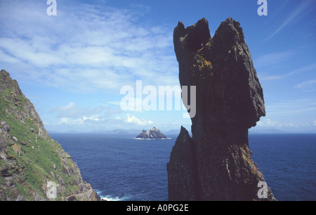 Blick von Skellig Michael auf Little Skellig-Irland Stockfoto