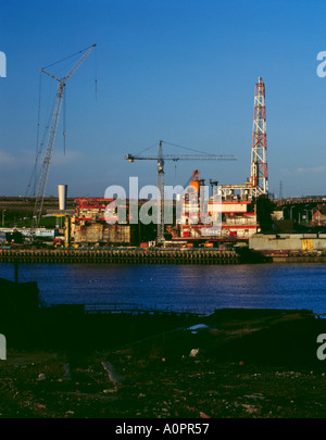 Gas Plattform Fertigung, Tyneside, Tyne und Wear, England, UK., Ende der 80er Jahre. Stockfoto