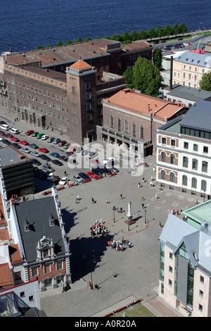 Luftaufnahme der Rathausplatz in Riga Lettland Stockfoto