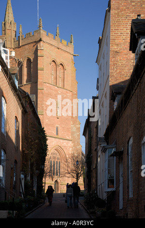 obere Stadt Bridgnorth Bridgenorth Shropshire Midlands England historische Marktstadt St Leonards Kirche Stockfoto