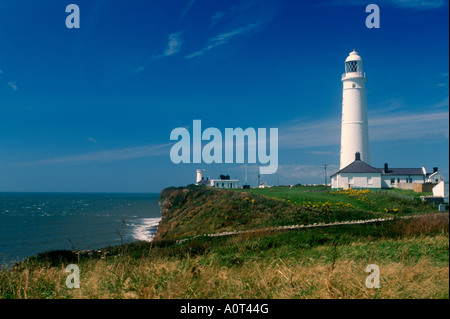 Leuchtturm bei Nash Point Marcross Heritage Coast South Glamorgan Stockfoto