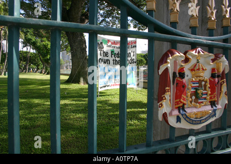 Native Hawaiian Protest gegen Iolani Palace Honolulu Hawaii Stockfoto