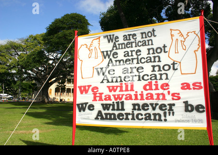 Native Hawaiian Protest gegen Iolani Palace Honolulu Hawaii Stockfoto