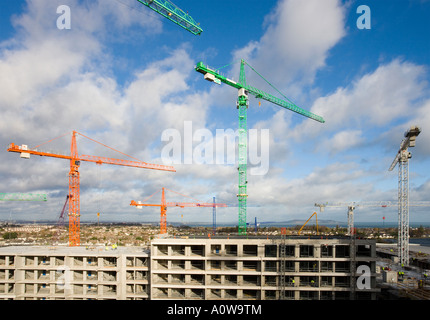 Kraniche bei der Arbeit auf der Baustelle Stockfoto