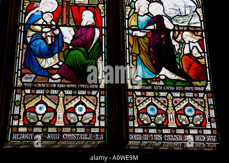 John Constable Denkmal Fenster, East Bergholt, Suffolk. Stockfoto