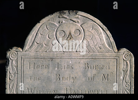 Ein Grabstein in der Könige-Kapelle-Friedhof in Boston Stockfoto