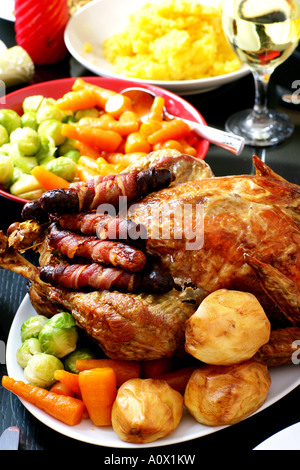 Traditionelle authentische Truthahn Feier Weihnachten Abendessen mit Keine Personen Stockfoto