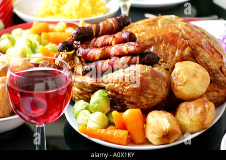 Traditionelle authentische Truthahn Feier Weihnachten Abendessen mit Keine Personen Stockfoto