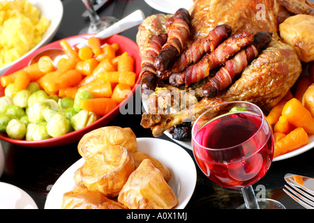 Traditionelle authentische Truthahn Feier Weihnachten Abendessen mit Keine Personen Stockfoto