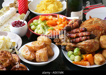 Traditionelle authentische Truthahn Feier Weihnachten Abendessen mit Keine Personen Stockfoto