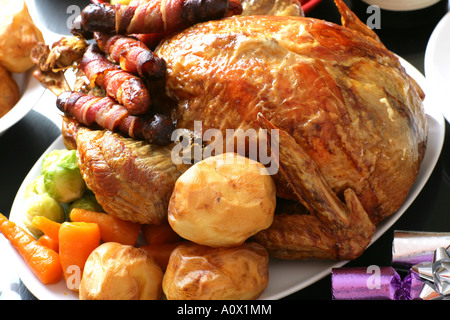 Traditionelle authentische Truthahn Feier Weihnachten Abendessen mit Keine Personen Stockfoto