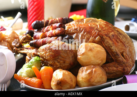 Traditionelle authentische Truthahn Feier Weihnachten Abendessen mit Keine Personen Stockfoto