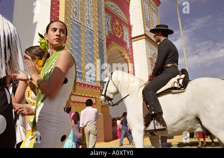 Sevilla, Andalusien, Spanien. Feria de Abril, Haupteingang Stockfoto