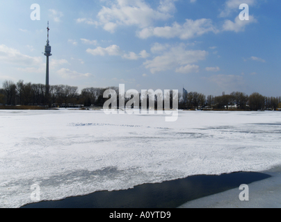 Wien, alte Donau im winter Stockfoto
