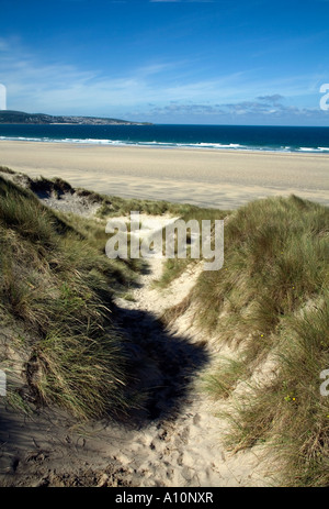 Blick Richtung St Ives von Upton Towans Sanddünen cornwall Stockfoto