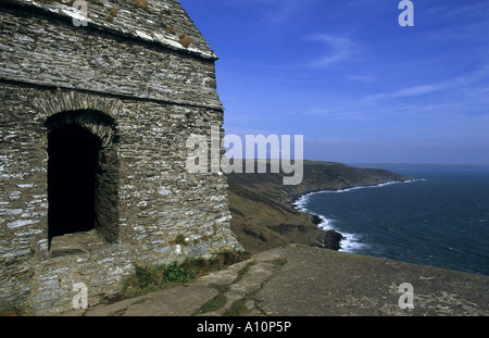 die Kapelle am Rame Head St Michael Cornwall gewidmet Stockfoto