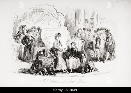 Miss Dorrit und Little Dorrit. Abbildung aus dem Charles Dickens Roman Little Dorrit durch H K Browne bekannt als Phiz Stockfoto