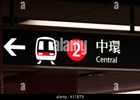 U-Bahn-Schild, Central, Hong Kong SAR Stockfoto