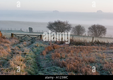 Tor und Wanderweg in der Nähe von Avebury Wiltshire Stockfoto