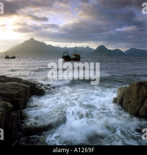 Sonnenuntergang über der Cuillin Hills von Elgol schottischen Isle Of Skye Stockfoto