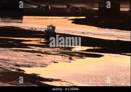 Abendlicht am Fluss Adur in shoreham Stockfoto