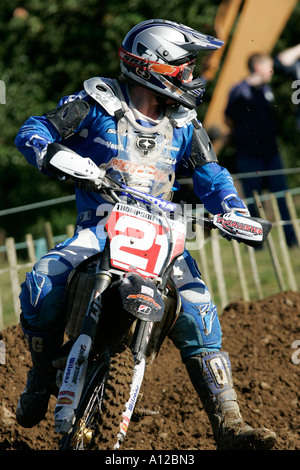 Neil Thompson 21 auf seiner 450 Honda schaut Runde Tandragee Motocross Strecke Grafschaft, Nord-Irland Stockfoto