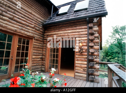 Pittsburgh, PA USA, American Single Fam-ily House, Außen Hintereingang mit Holzwänden, Neubau Häuser, Außenterrasse, Holzhaus modern Stockfoto