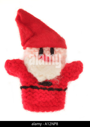 weiß wieder Boden Hintergrund ausschneiden Ausschnitt Exemplar Studio Hut Bart Lächeln Vater Finger Marionette Nase gestrickten Wolle stricken Stockfoto