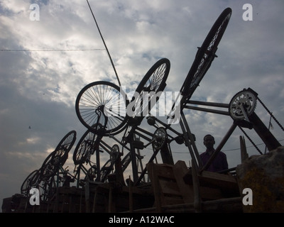 Drei Rädern Fahrrad-Rikschas-Taxis im Speicher Stockfoto