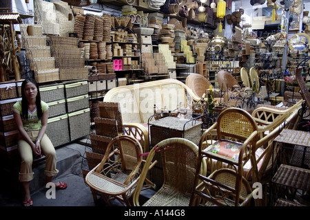 Peddigrohr oder Rattan Shop in Chiang Mai, Thailand Stockfoto