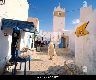 Hammamet Tunesien-Szene in der Medina Moschee mit Minarett Stockfoto