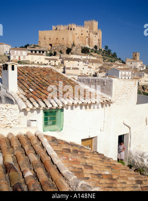 Velez Blanco Almería Provinz Spanien Blick über Dorf, Burg Stockfoto